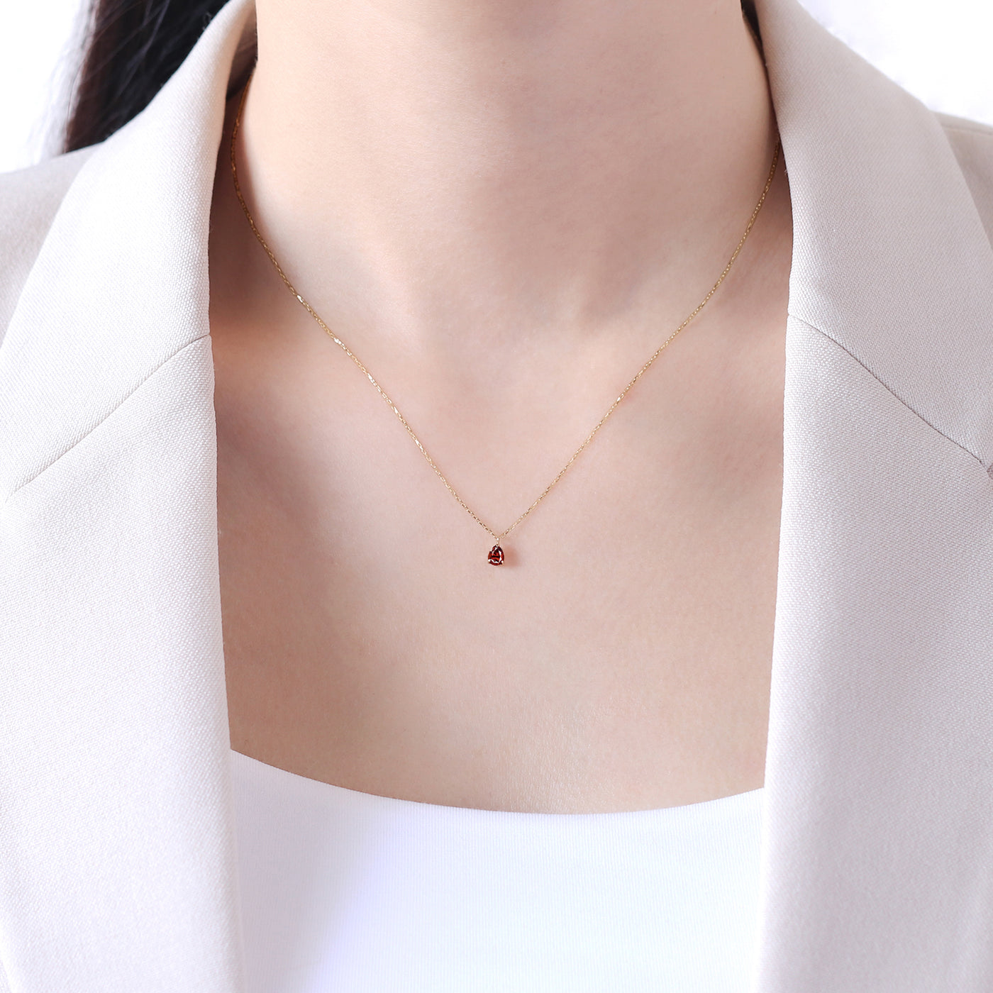 【WEB限定】1月誕生石 K10 イエローゴールド ガーネット しずく ネックレス