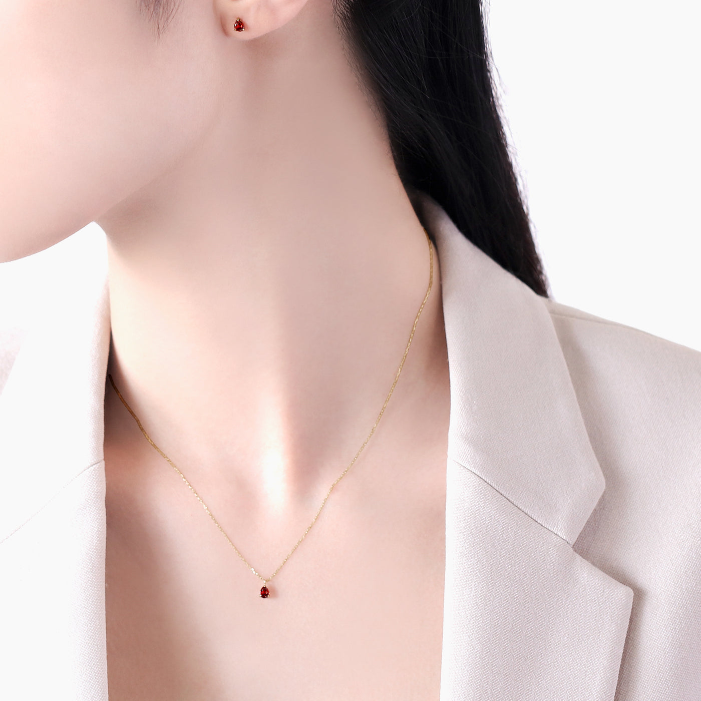 【WEB限定】1月誕生石 K10 イエローゴールド ガーネット しずく ネックレス
