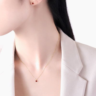 【WEB限定】1月誕生石 K10 イエローゴールド ガーネット しずく ネックレス