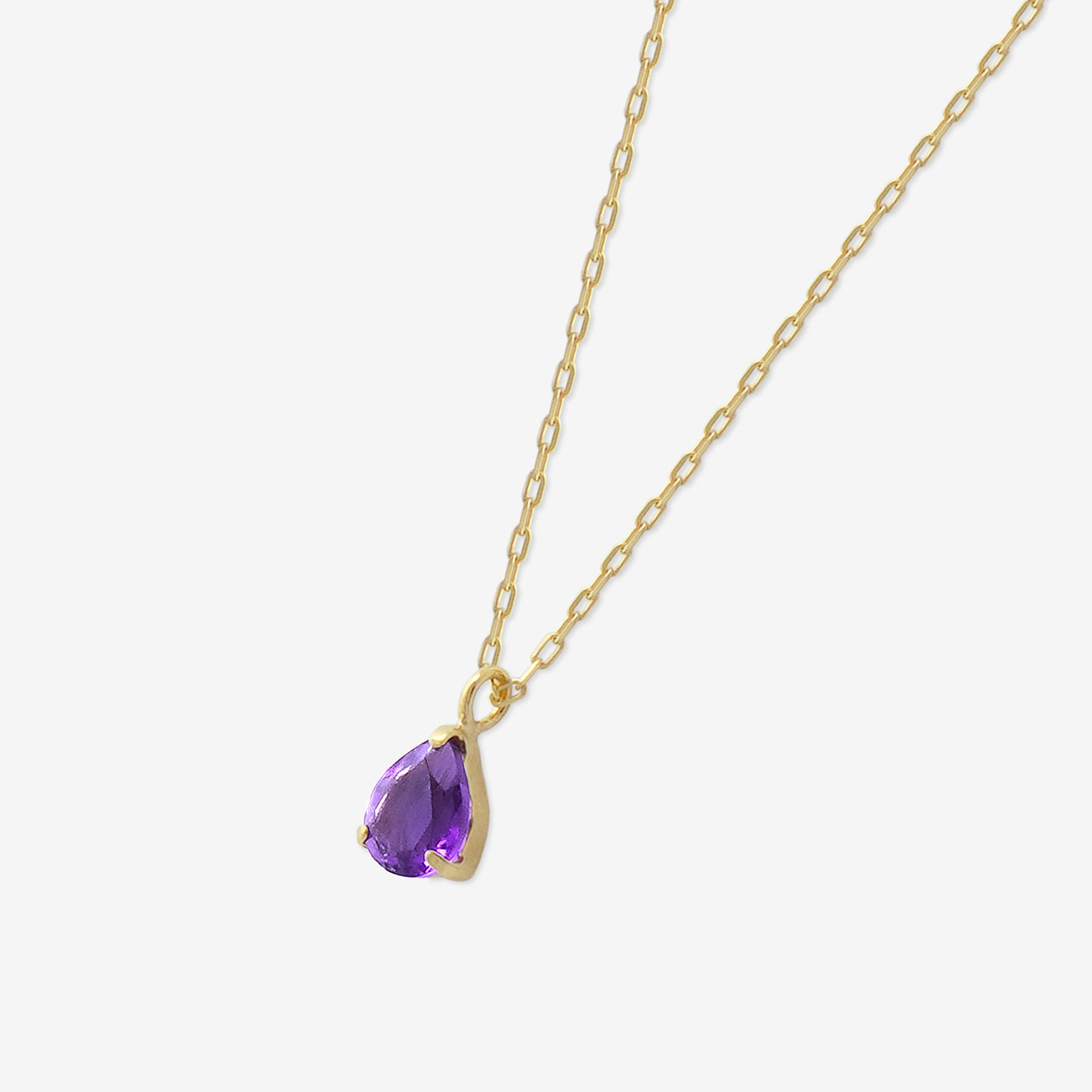 【WEB限定】2月誕生石 K10 イエローゴールド アメジスト しずく ネックレス