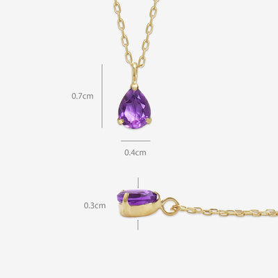 【WEB限定】2月誕生石 K10 イエローゴールド アメジスト しずく ネックレス