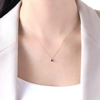 【WEB限定】2月誕生石 K10 イエローゴールド アメジスト しずく ネックレス