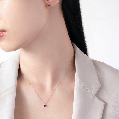 【WEB限定】2月誕生石 K10 イエローゴールド アメジスト しずく ネックレス