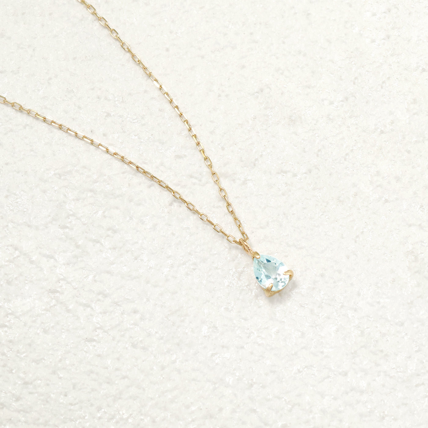 【WEB限定】3月誕生石 K10 イエローゴールド アクアマリン しずく ネックレス