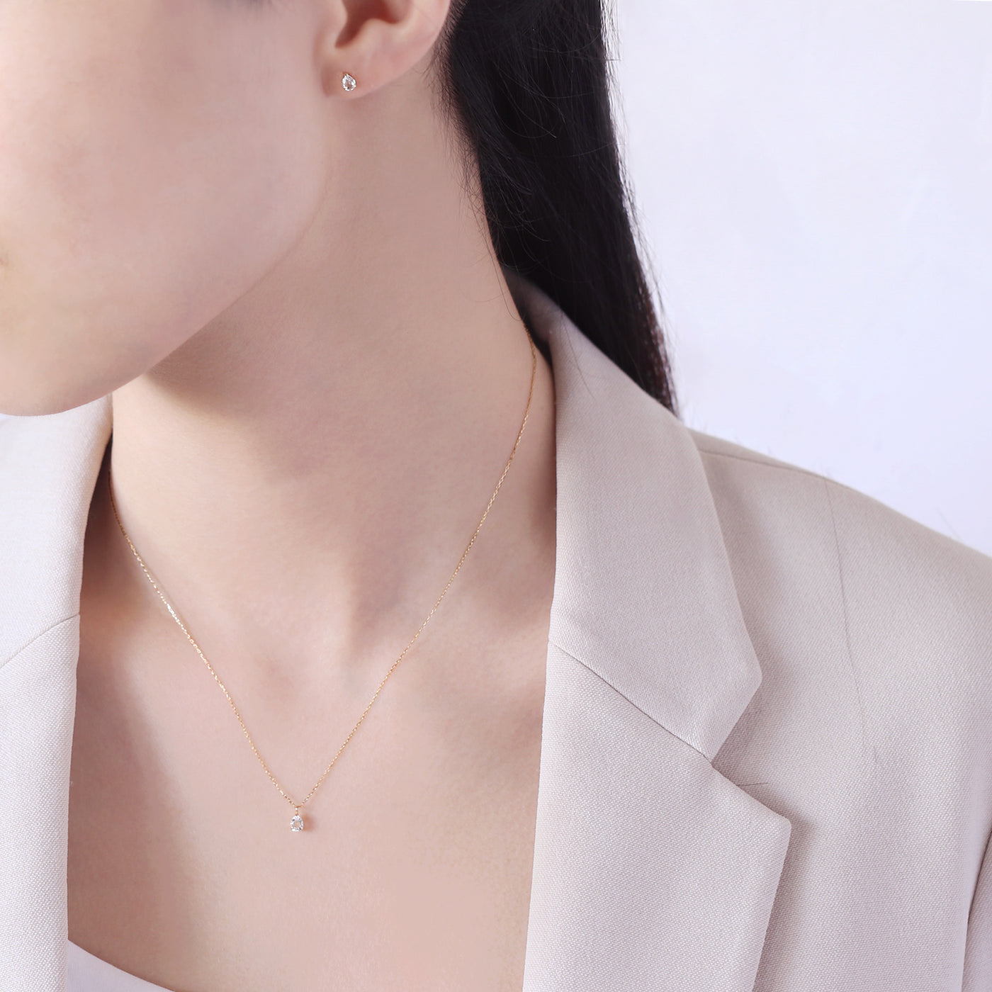 【WEB限定】4月誕生石 K10 イエローゴールド クォーツ しずく ネックレス