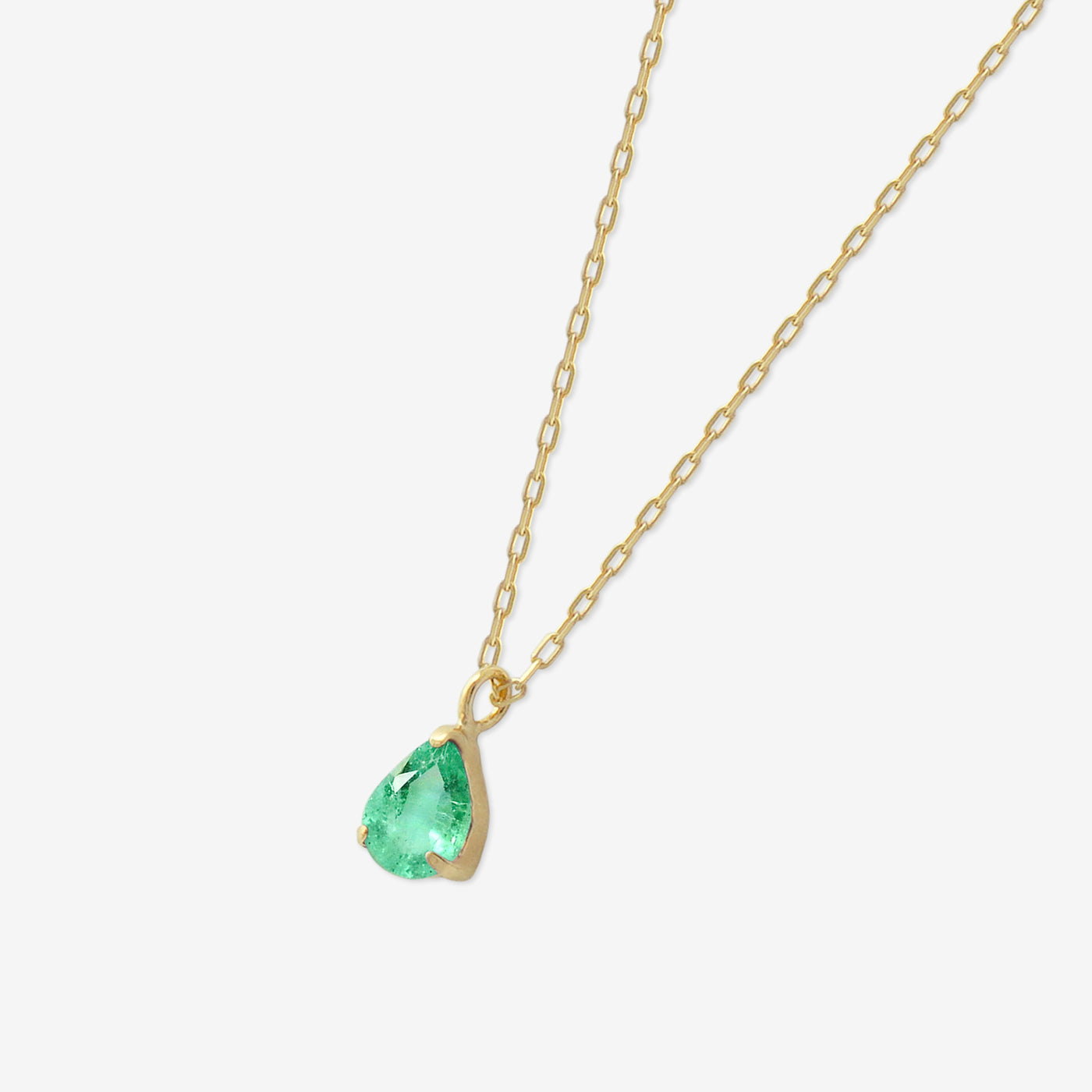 【WEB限定】5月誕生石 K10 イエローゴールド エメラルド しずく ネックレス
