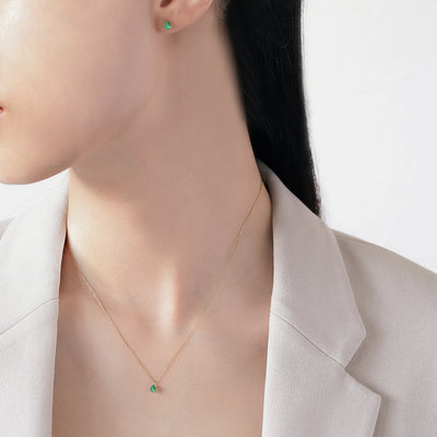 【WEB限定】5月誕生石 K10 イエローゴールド エメラルド しずく ネックレス