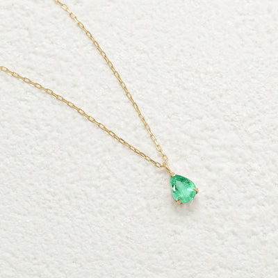 【WEB限定】5月誕生石 K10 イエローゴールド エメラルド しずく ネックレス