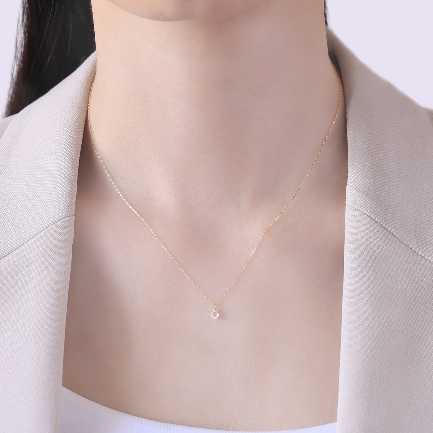 【WEB限定】6月誕生石 K10 イエローゴールド ムーンストーン しずく ネックレス