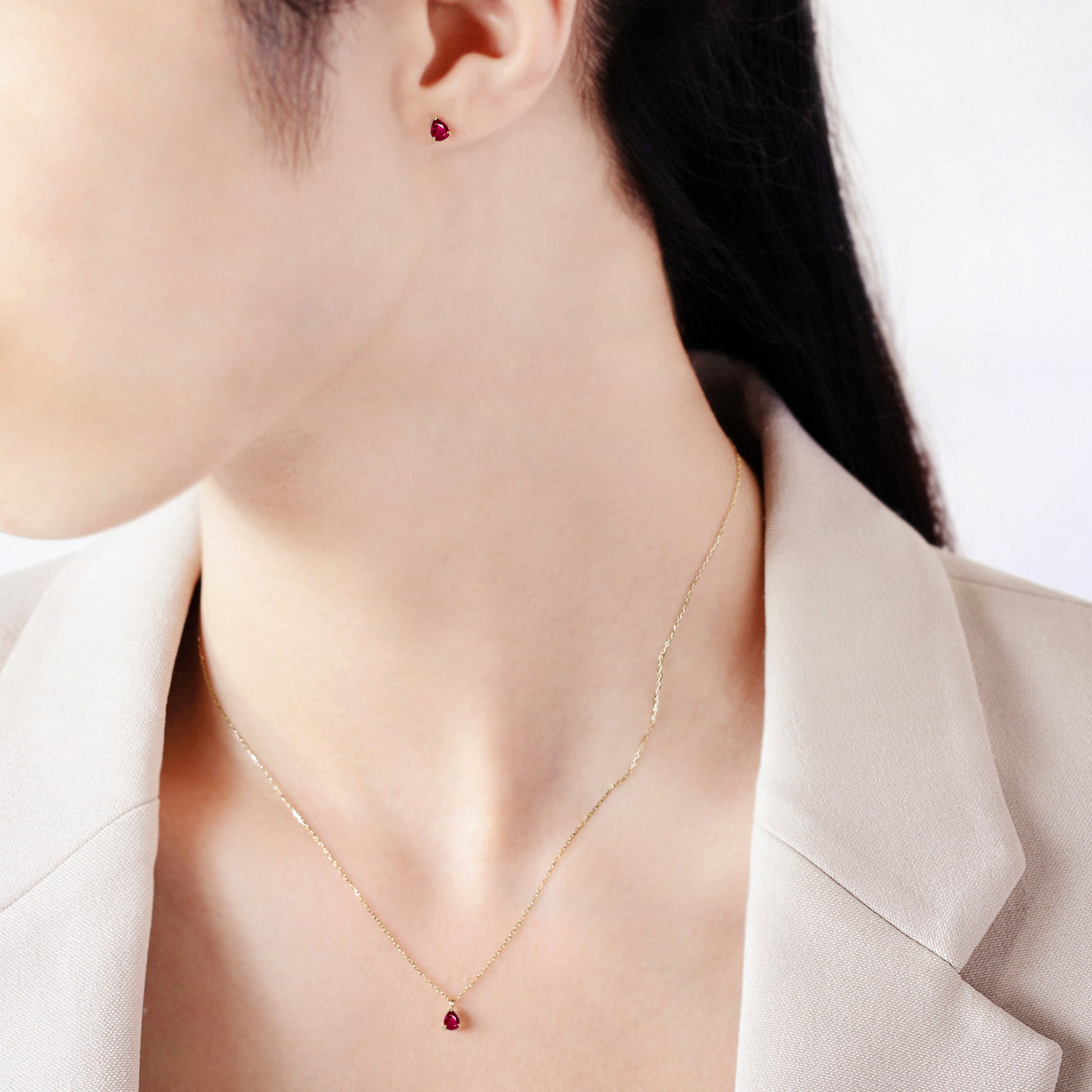 【WEB限定】7月誕生石 K10 イエローゴールド ルビー しずく ネックレス
