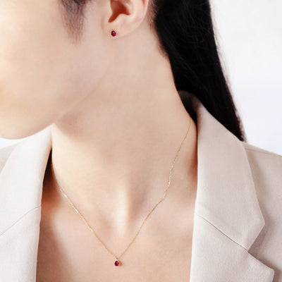 【WEB限定】7月誕生石 K10 イエローゴールド ルビー しずく ネックレス