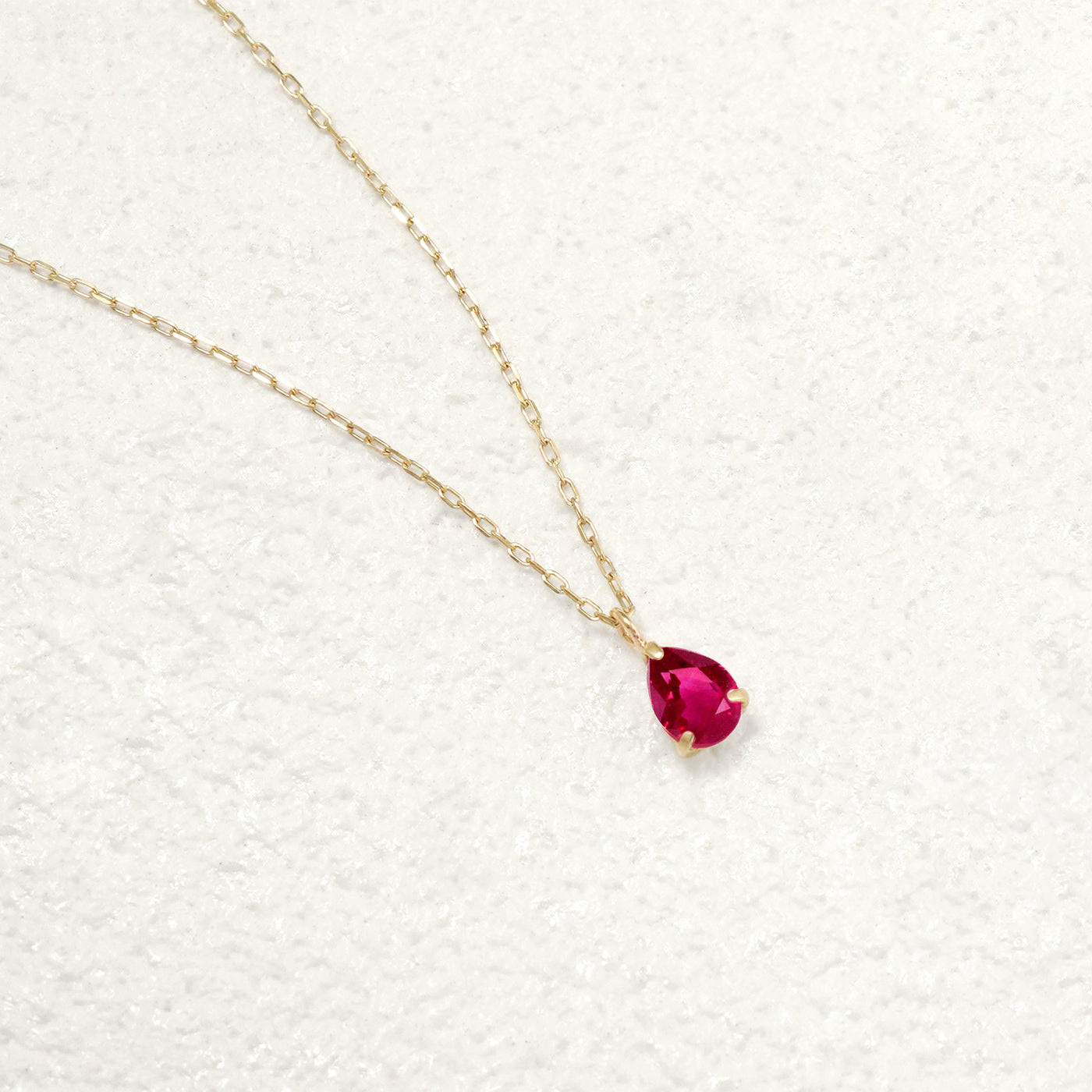【WEB限定】7月誕生石 K10 イエローゴールド ルビー しずく ネックレス