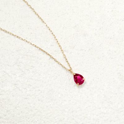 【WEB限定】7月誕生石 K10 イエローゴールド ルビー しずく ネックレス