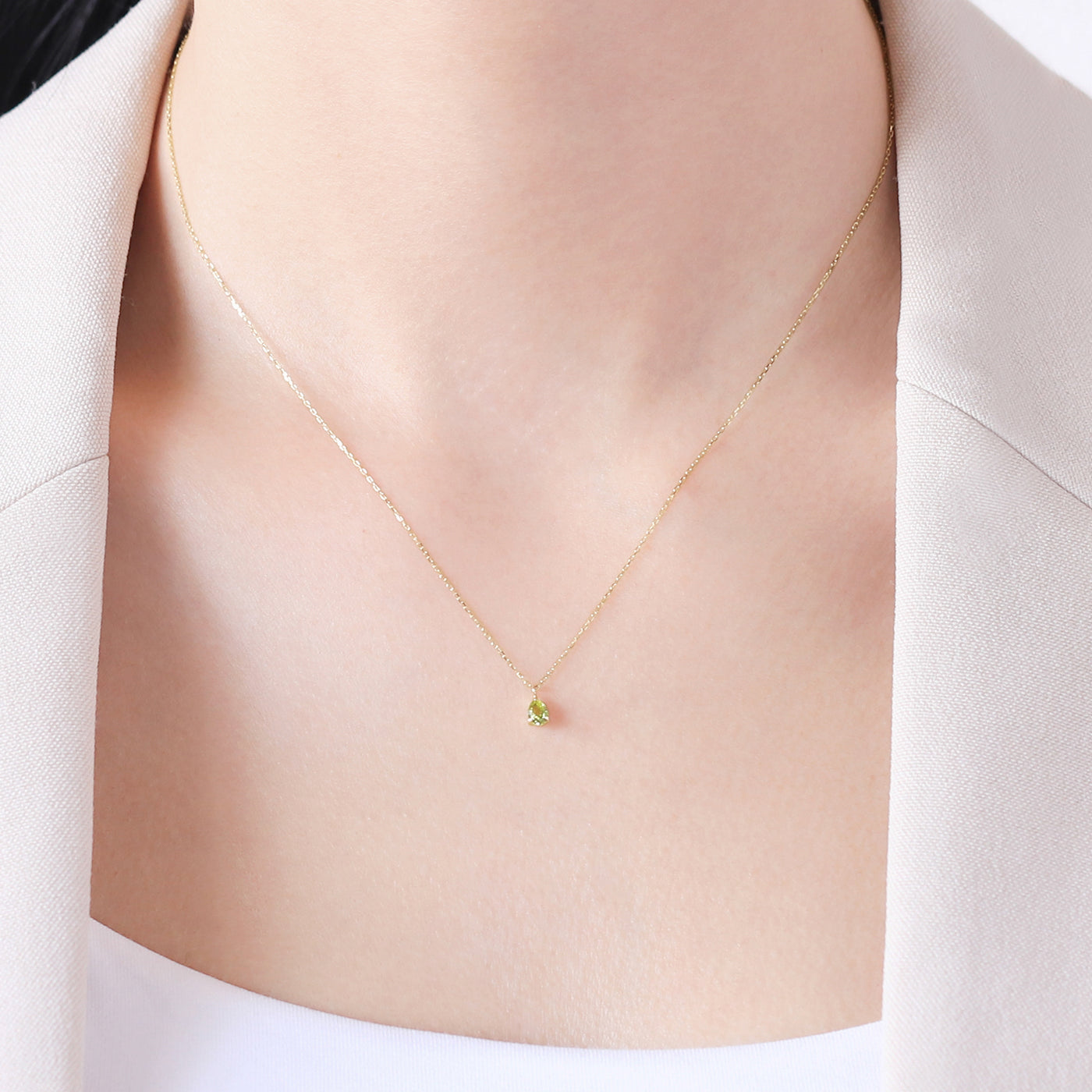 【WEB限定】8月誕生石 K10 イエローゴールド ペリドット しずく ネックレス