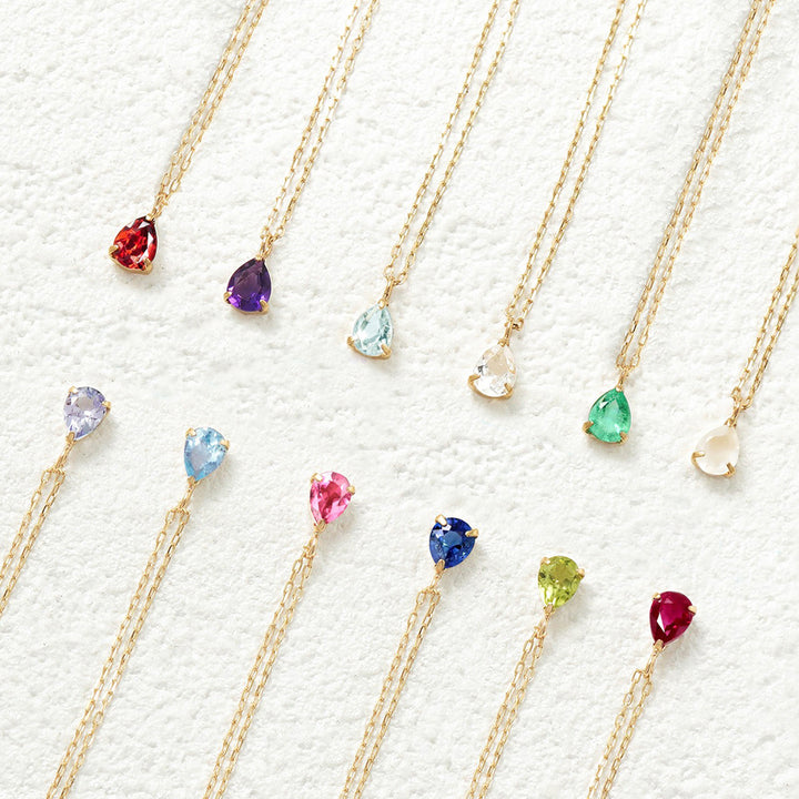 WEB限定】7月誕生石 K10 イエローゴールド ルビー しずく ネックレス