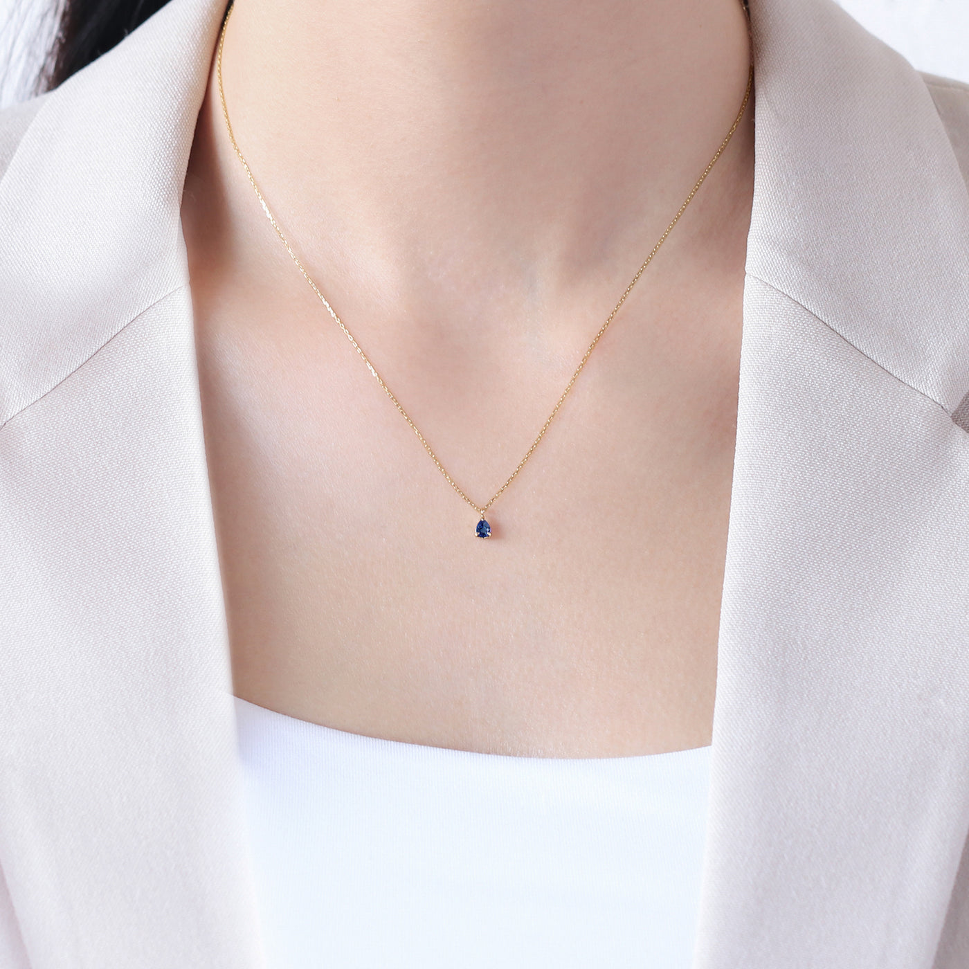 【WEB限定】9月誕生石 K10 イエローゴールド サファイア しずく ネックレス