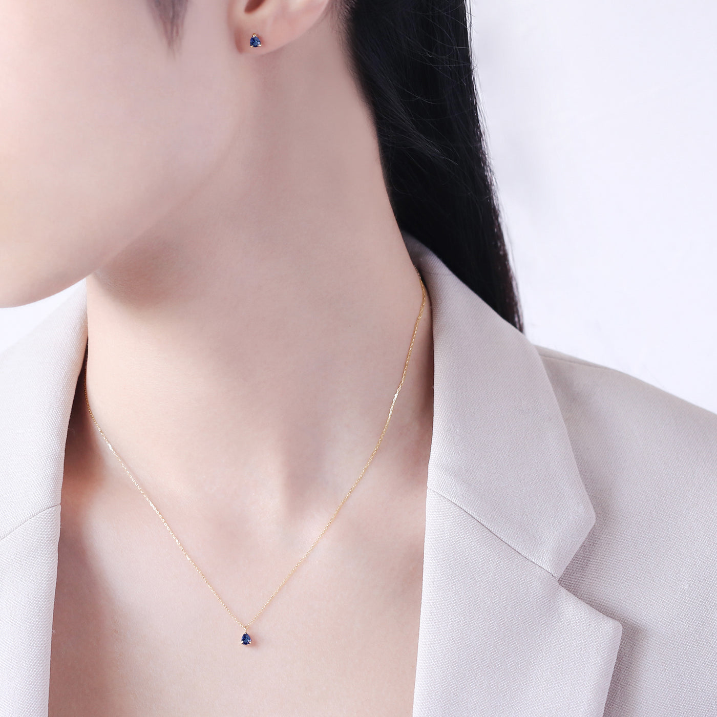 【WEB限定】9月誕生石 K10 イエローゴールド サファイア しずく ネックレス