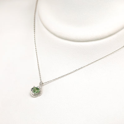 【WEB限定】9月誕生石 プラチナ グリーンサファイア しずく ネックレス