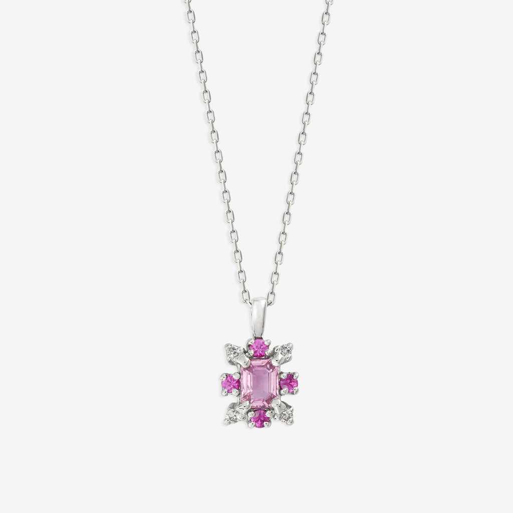 ふ*こ様 天然石 ピンクサファイア　ネックレス シルバー925 9月誕生石 プラチナ ピンクサファイア ネックレス （10620935536942