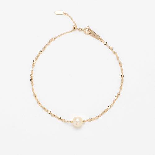 K10 イエローゴールド あこや真珠 ペタルチェーン ブレスレット