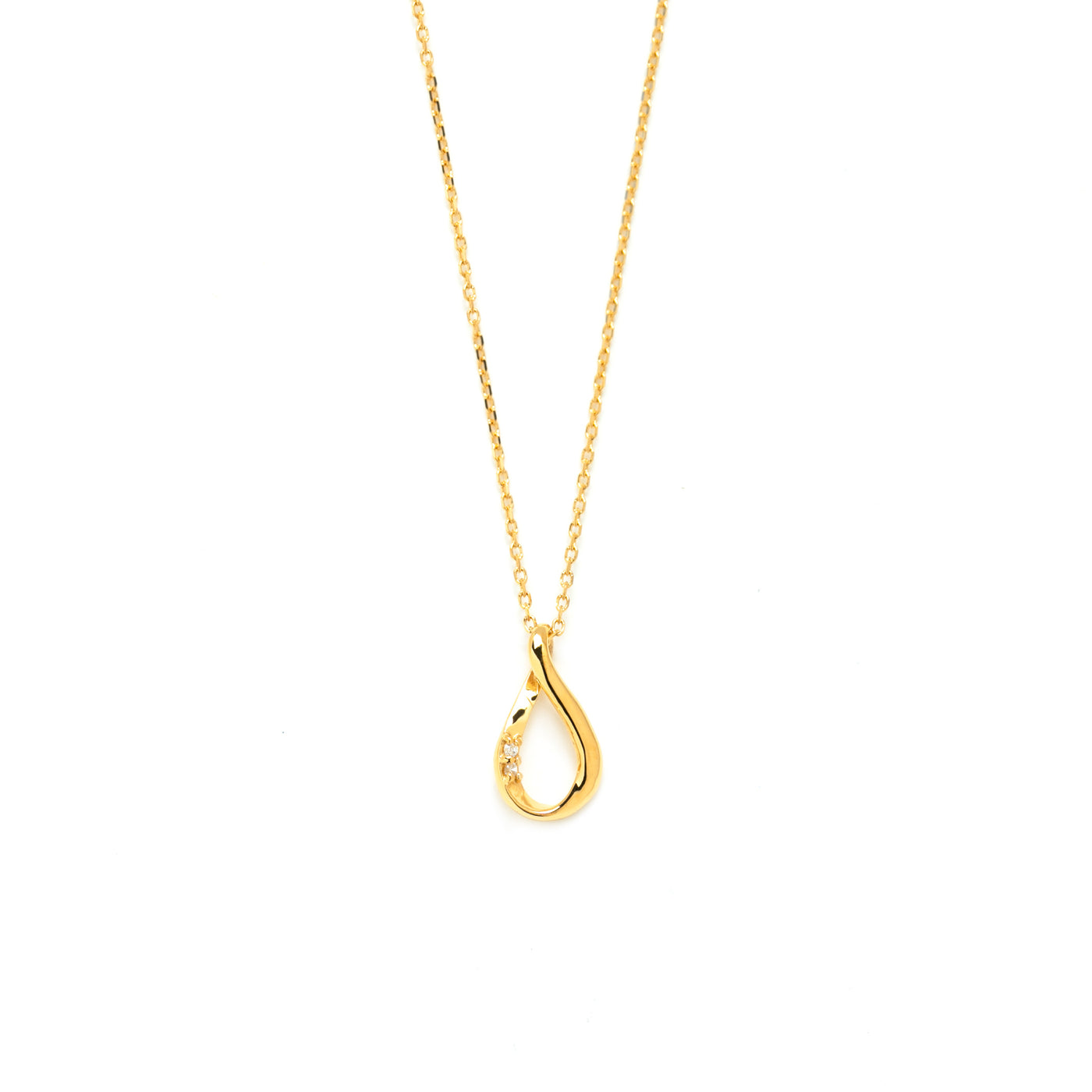 【WEB限定】シルバー イエローゴールドメッキ キュービックジルコニア しずく ネックレス