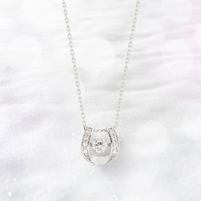 シルバー ロジウムメッキ キュービックジルコニア ダンシングストーン ネックレス