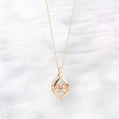 10月誕生石 シルバー ピンクゴールドメッキ ピンクトルマリン ダンシングストーン ネックレス