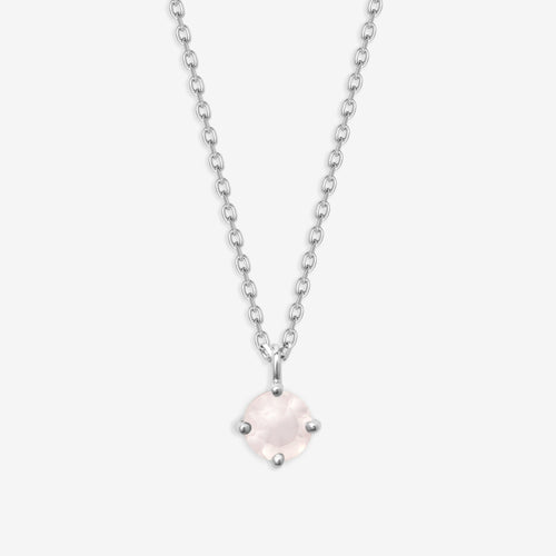 シルバー ロジウムメッキ ローズクォーツ ネックレス