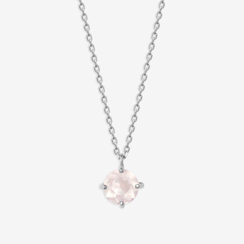 シルバー ロジウムメッキ ローズクォーツ ネックレス