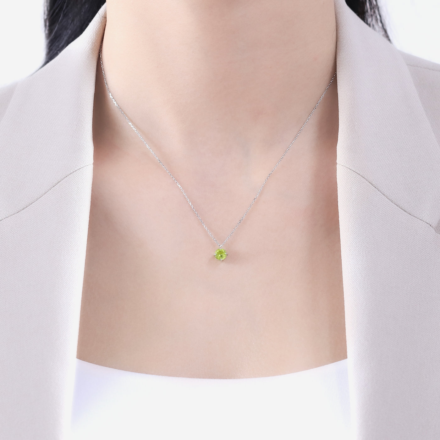 8月誕生石 シルバー ペリドット ネックレス
