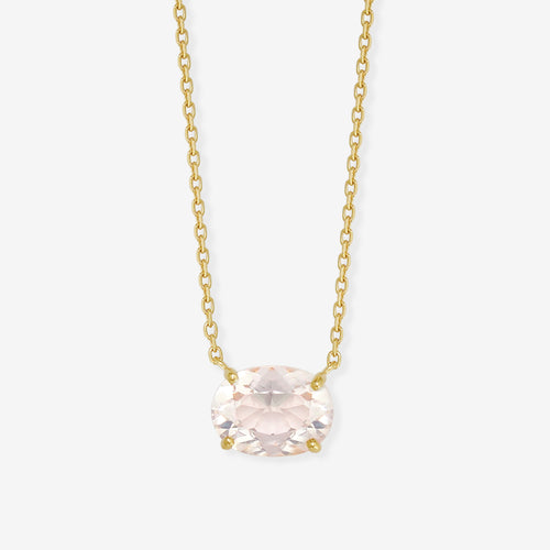 シルバー イエローゴールドメッキ ローズクォーツ ネックレス