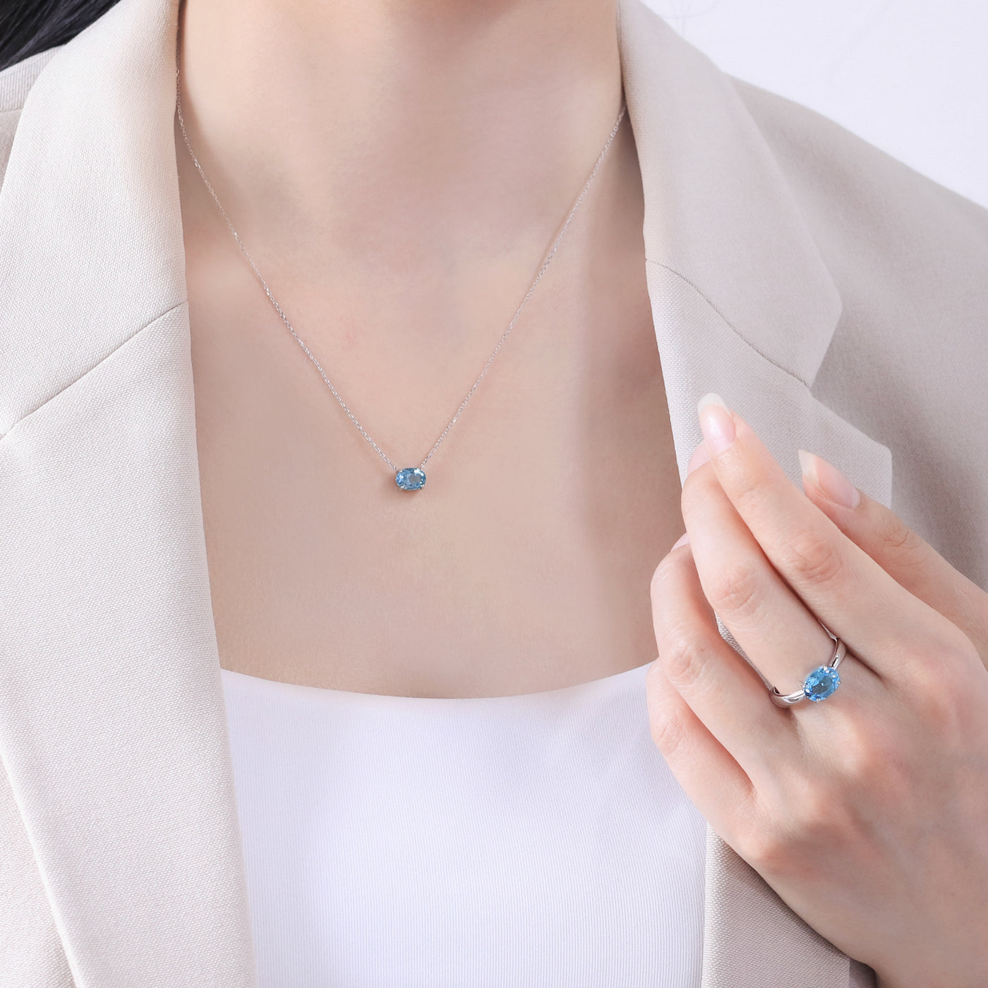 11月誕生石 シルバー ブルートパーズ ネックレス