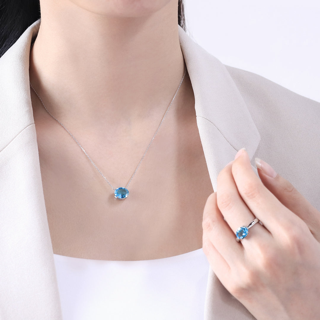 11月誕生石 シルバー ブルートパーズ ネックレス