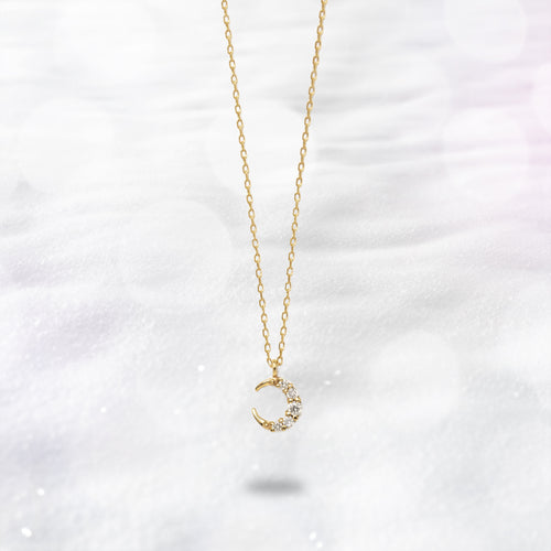 【WEB限定】K10 イエローゴールド ダイヤモンド ムーン ネックレス