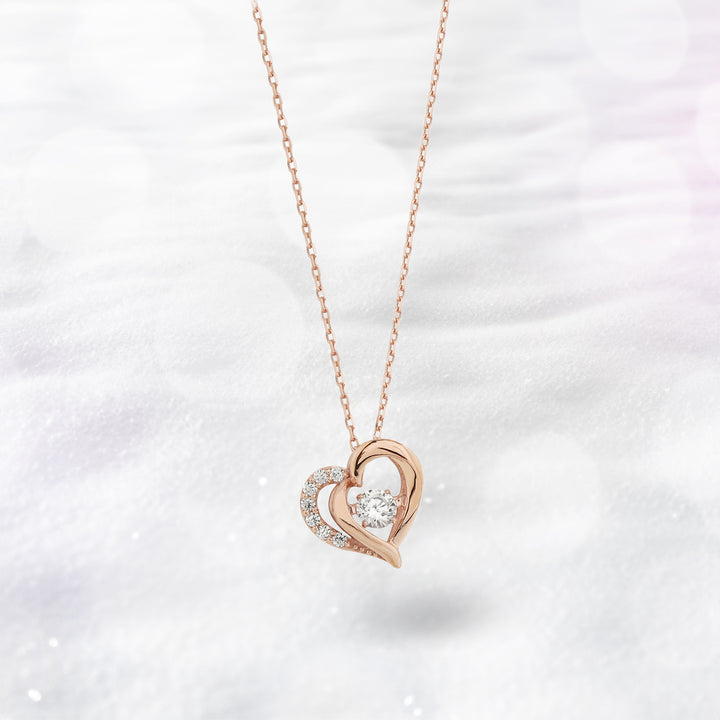 シルバー ピンクゴールドメッキ キュービックジルコニア ハート