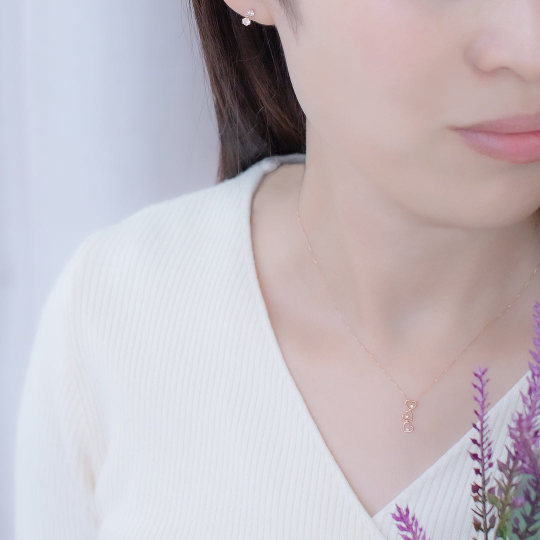 WEB限定】K10 ピンクゴールド ローズクォーツ ピアス （8188689613102