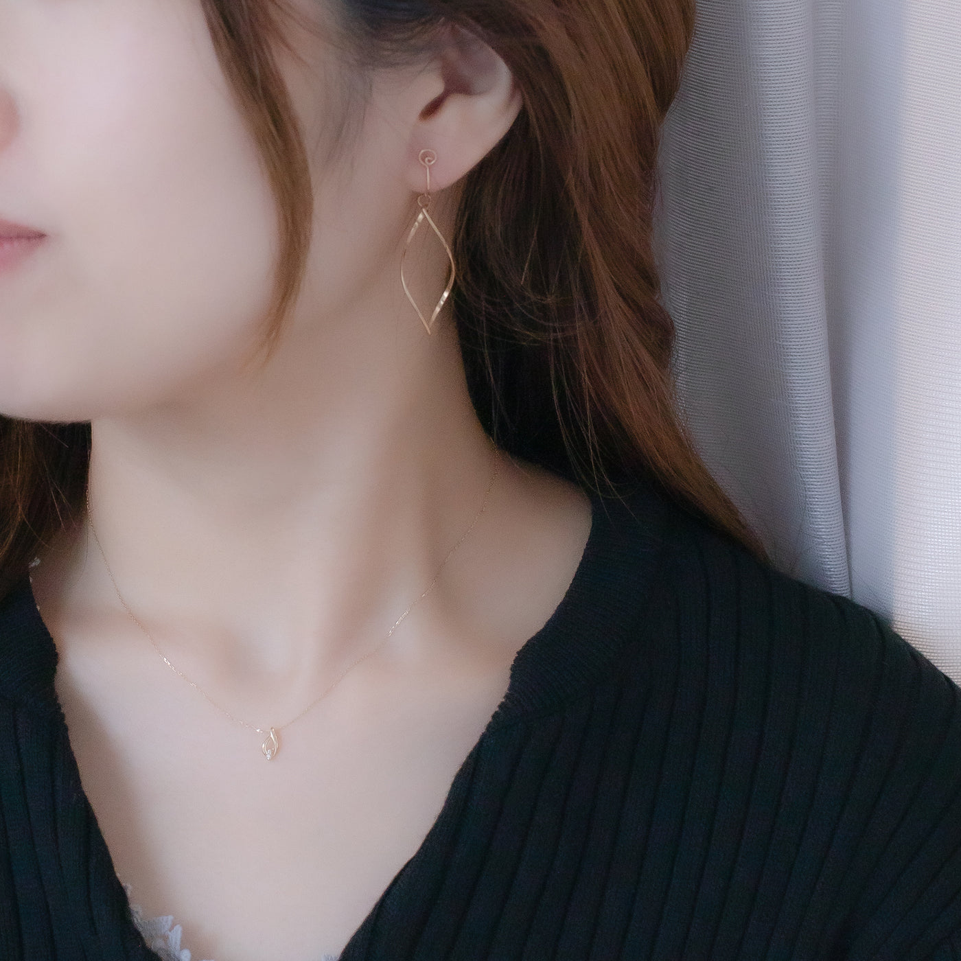 WEB限定】K10 イエローゴールド ダイヤモンド しずく ネックレス
