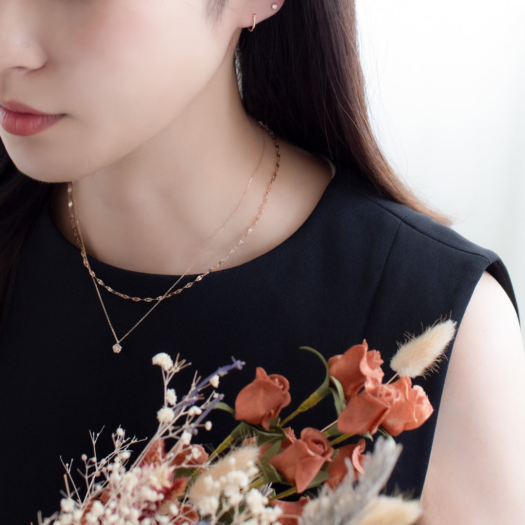 WEB限定】K10 ピンクゴールド ダイヤモンド フラワー ネックレス