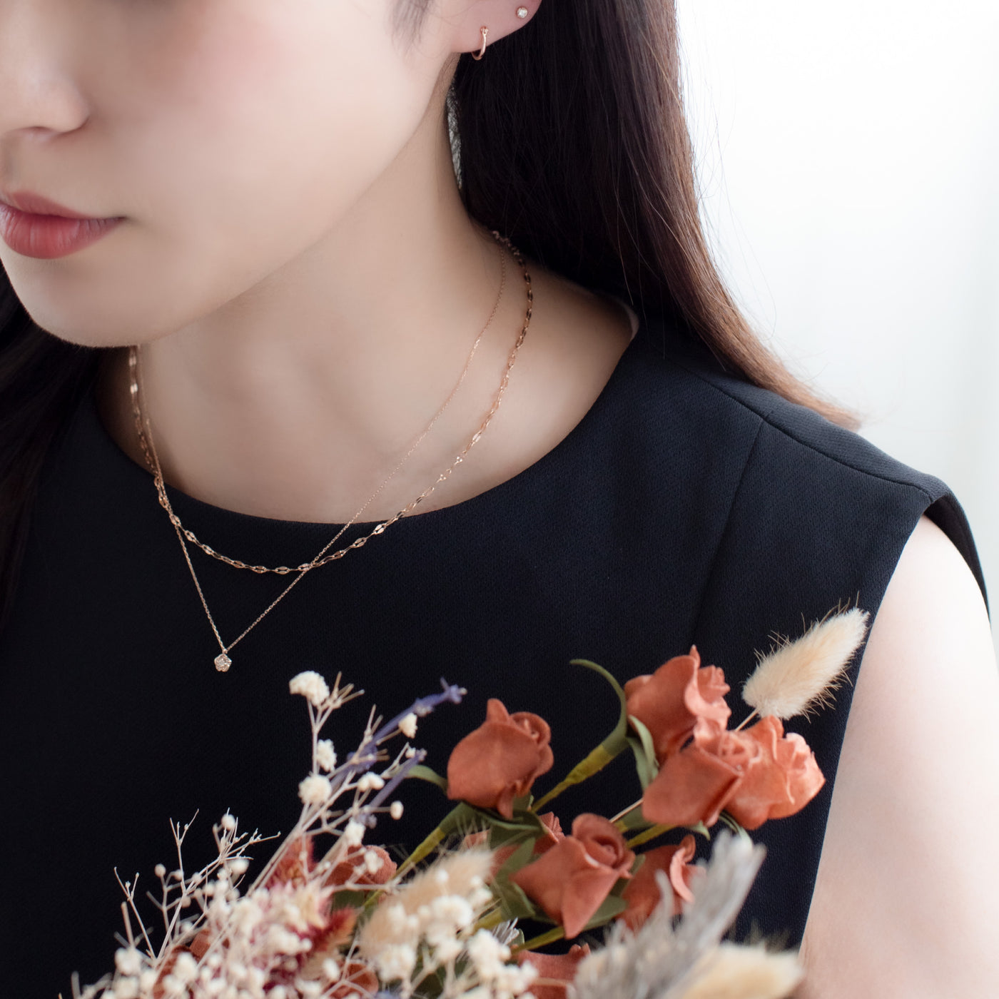 WEB限定】K10 ピンクゴールド ダイヤモンド フラワー ネックレス