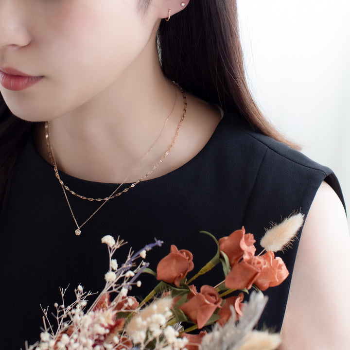 WEB限定】K10 ピンクゴールド ダイヤモンド フラワー ネックレス