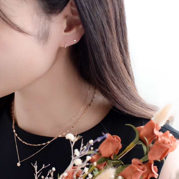 WEB限定】K18 ピンクゴールド ダイヤモンド ピアス（0.12ct