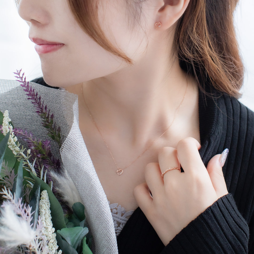 WEB限定】K10 ピンクゴールド ダイヤモンド ハート ネックレス