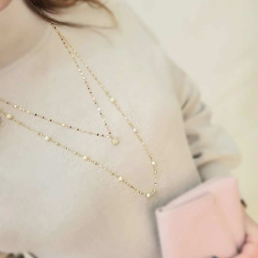 【asta Iris】K18 イエローゴールド ダイヤモンド ロングネックレス