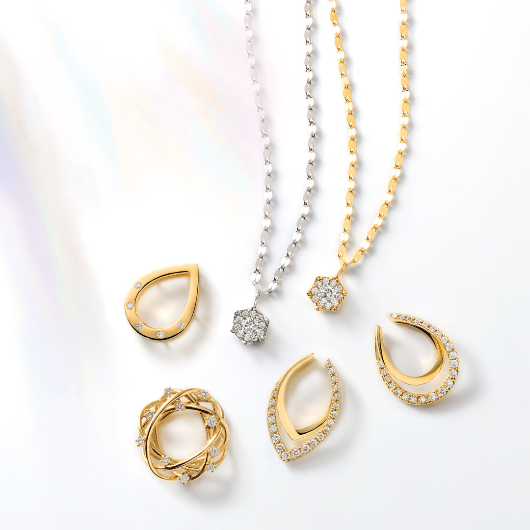 7/18最終日/美品/送料込 アガッ10K チャーム②点セット♡ネックレス asta Iris】K18 イエローゴールド ダイヤモンド ネックレスチャーム