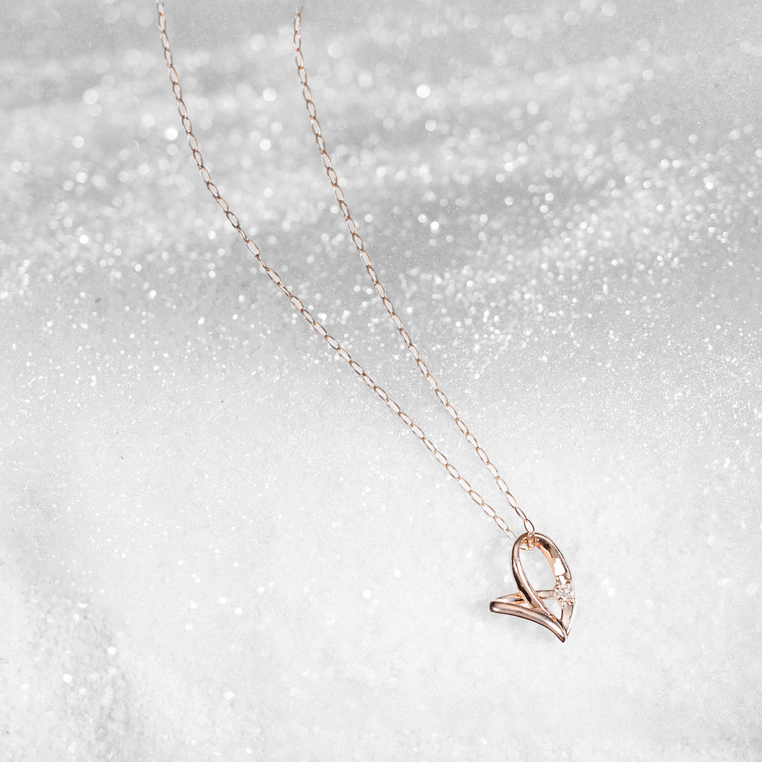 WEB限定】K10 ピンクゴールド ダイヤモンド ハート ネックレス