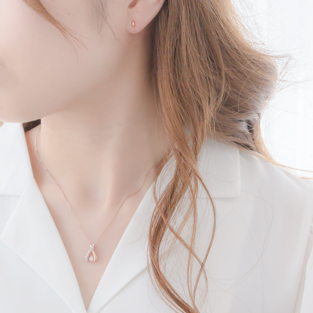 シルバー ピンクゴールドメッキ キュービックジルコニア ダンシング