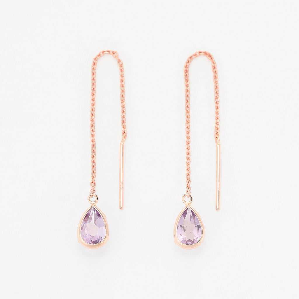 美品✭ゴールド ピアス ピンク WEB限定】2月誕生石 K10 ピンクゴールド アメジスト しずく アメリカン