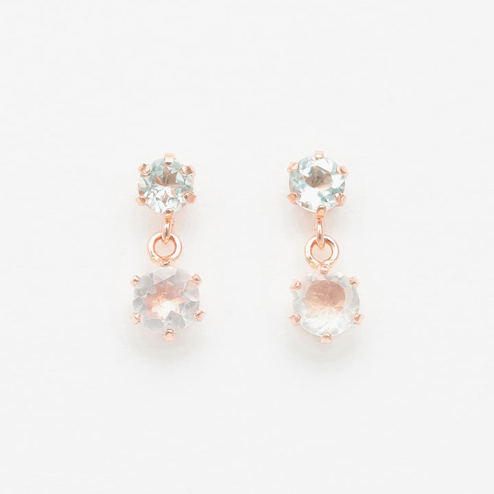 WEB限定】K10 ピンクゴールド ローズクォーツ ピアス （8188689613102