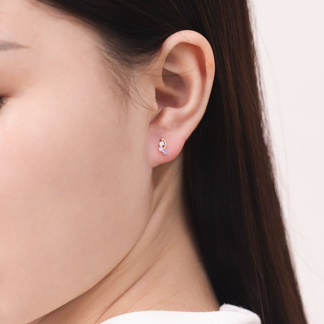 【美品】4℃　K10イエローゴールドピアス　キュービックジルコニア K10 イエローゴールド キュービックジルコニア ピアス