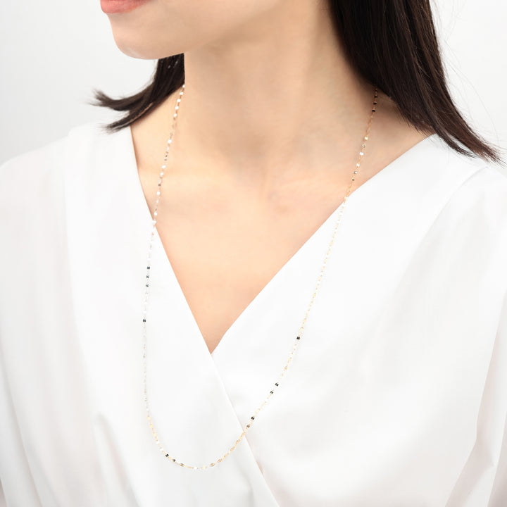 K10 イエローゴールド/ホワイトゴールド ロング ネックレス（70cm